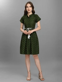 A Line Green Dress Fof Women  - XL