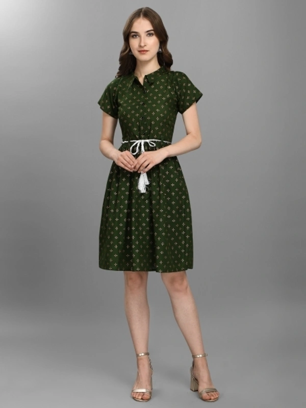 A Line Green Dress Fof Women  - XXL