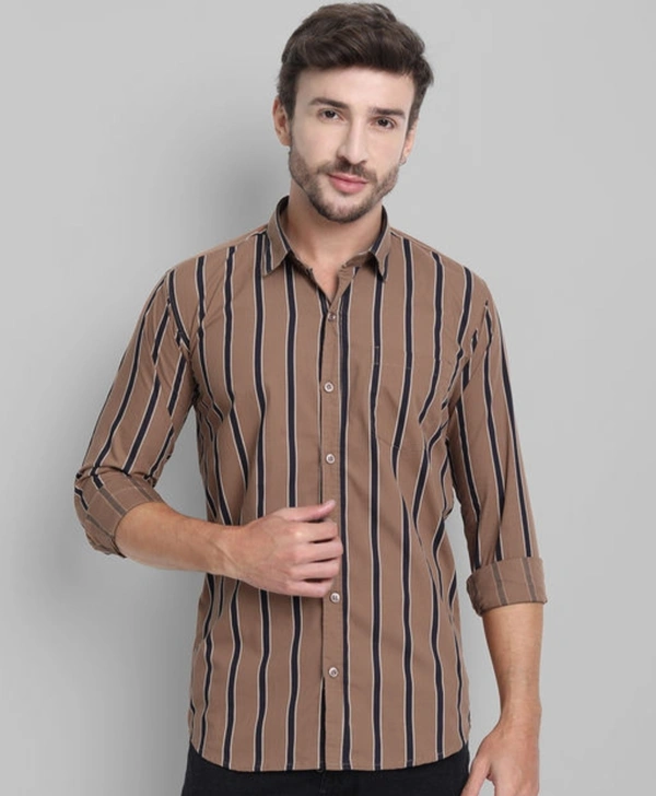 Men Cotton Striped Shirt  - L
