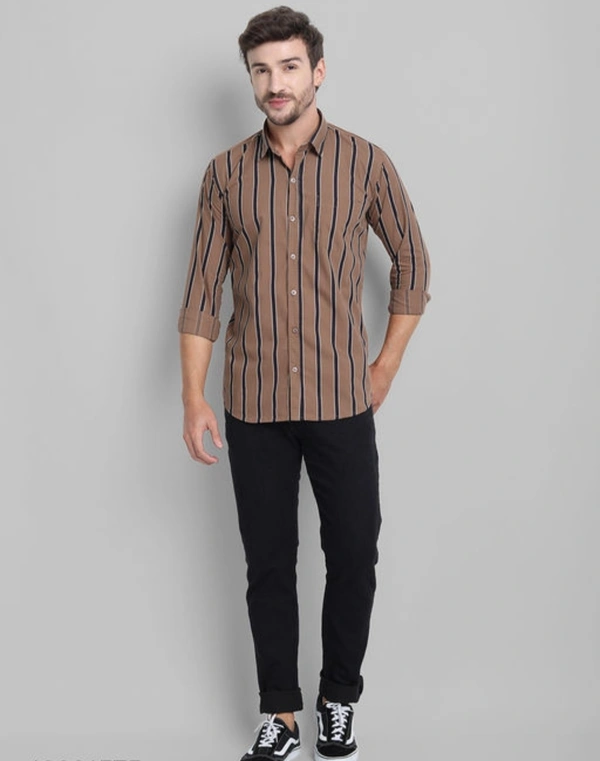 Men Cotton Striped Shirt  - L