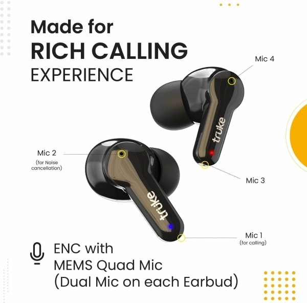 Truke Buds Q1 with Enivronmental Noice Cancellation Bluetooth Headset 