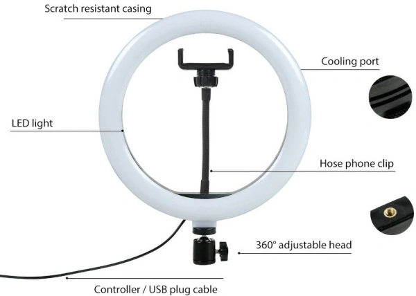 CartBug 26cm Round selfie Stick Photography ring light Ring Flash