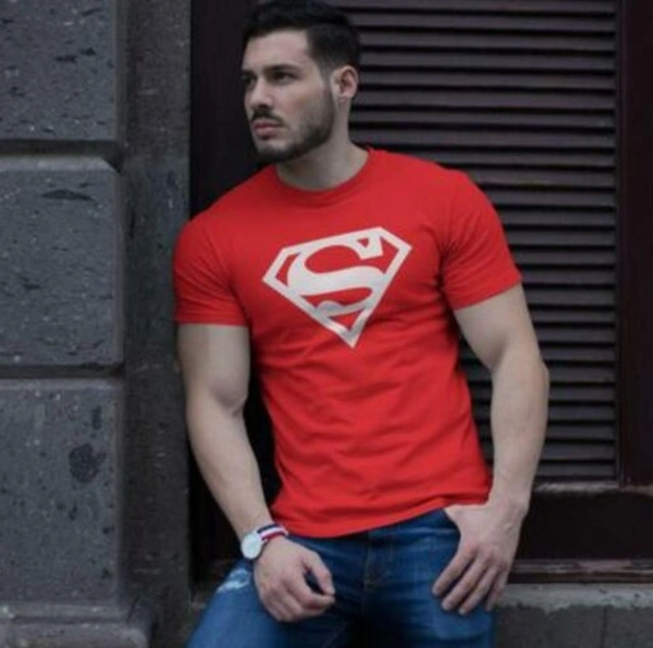 Mens Printed Red T Shirt  - S