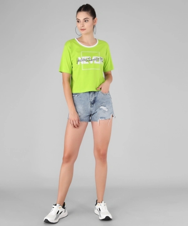 Trend Printed Womens Light Green T- Shirt  - M
