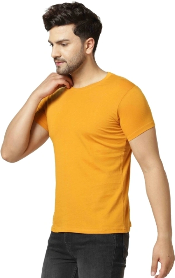 Solid Mens T Shirt ( Yellow ) - L