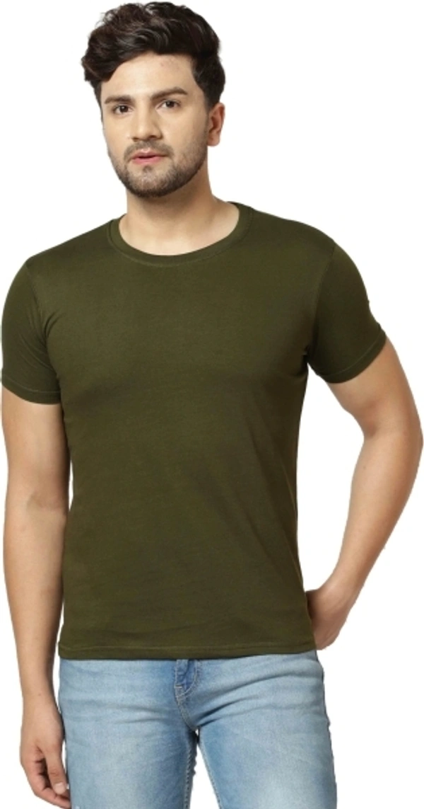 Solid Mens T Shirt ( Olive ) - XXL