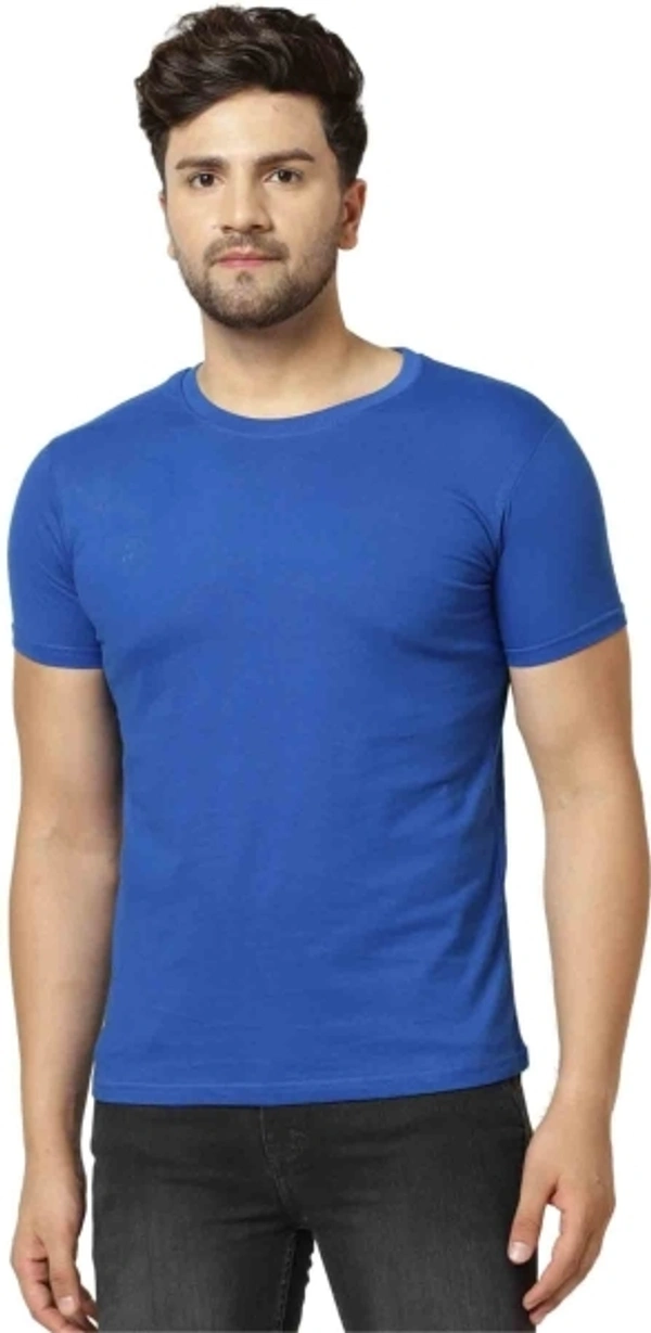 Solid Mens T Shirt ( Blue ) - M