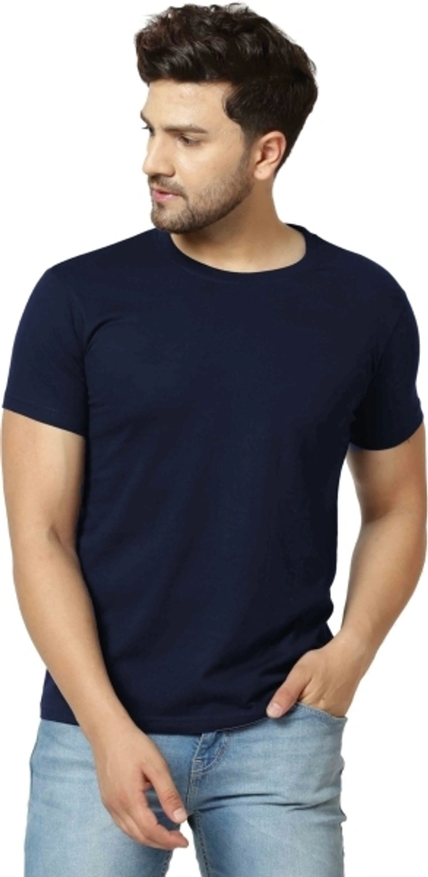 Solid Mens T Shirt (  Navy Blue ) - L