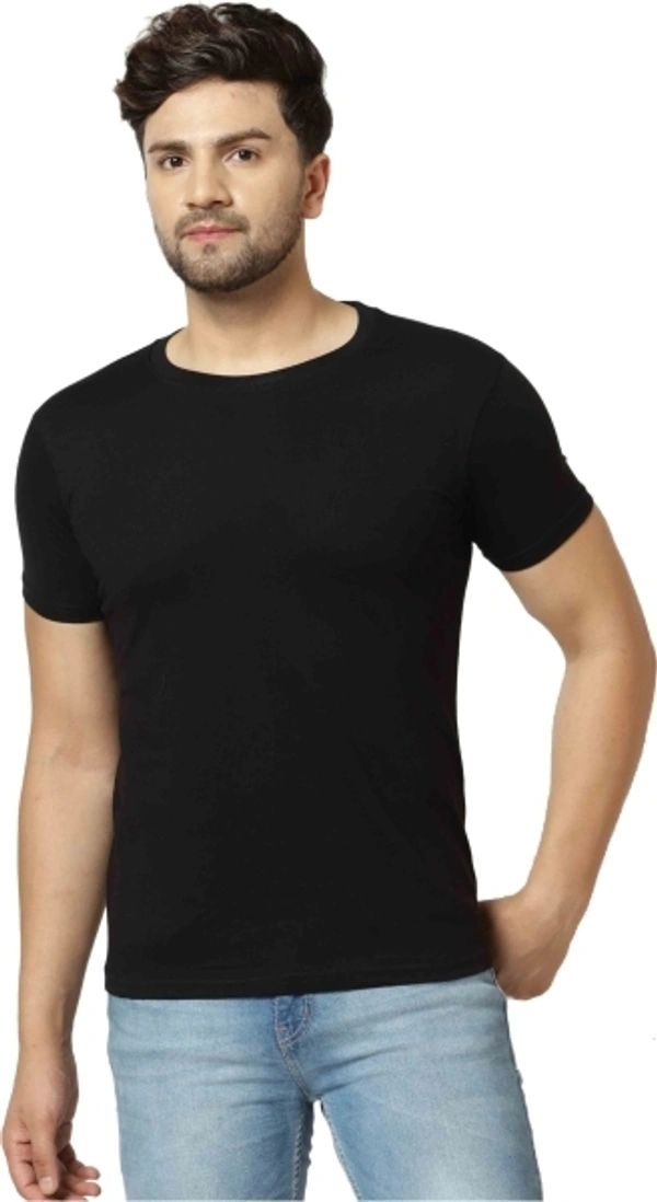 Solid Mens T Shirt ( black ) - XL