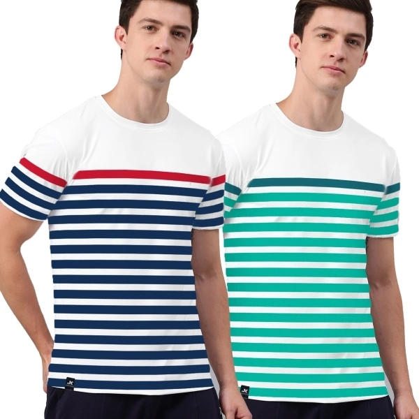 Stripped T Shirt For Men ( Combo of 2 ) - L