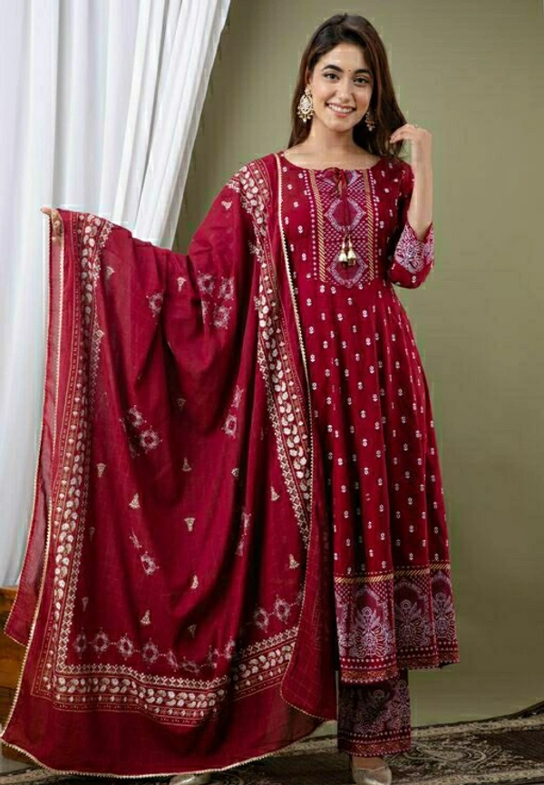 Ethnic Anarkali Set - Red