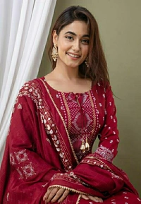 Ethnic Anarkali Set - Red