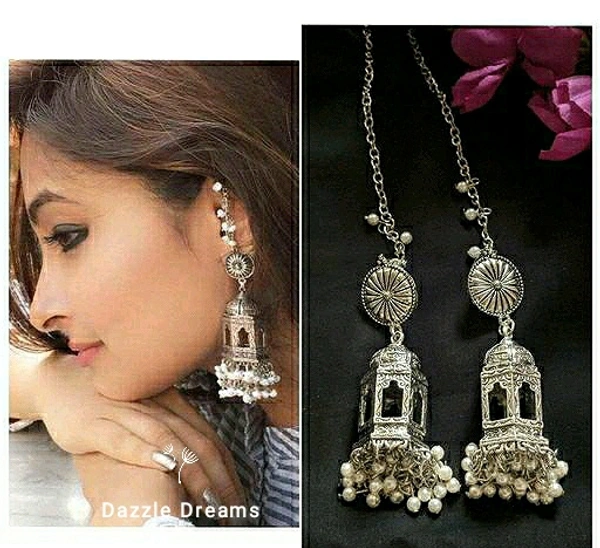 Oxidized Pearl Earrings