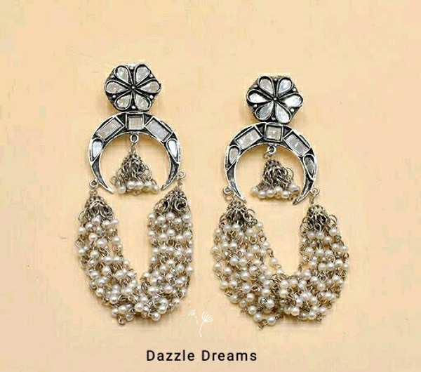 Oxidized Pearl Earrings