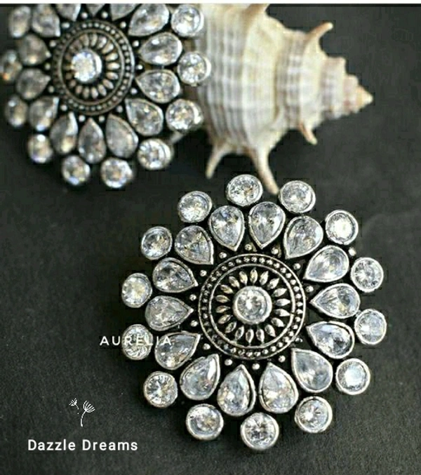 Oxidized Stoned Earrings