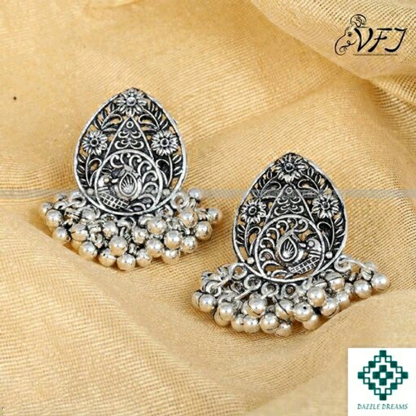 Oxidized Stud Ghungroo Earrings