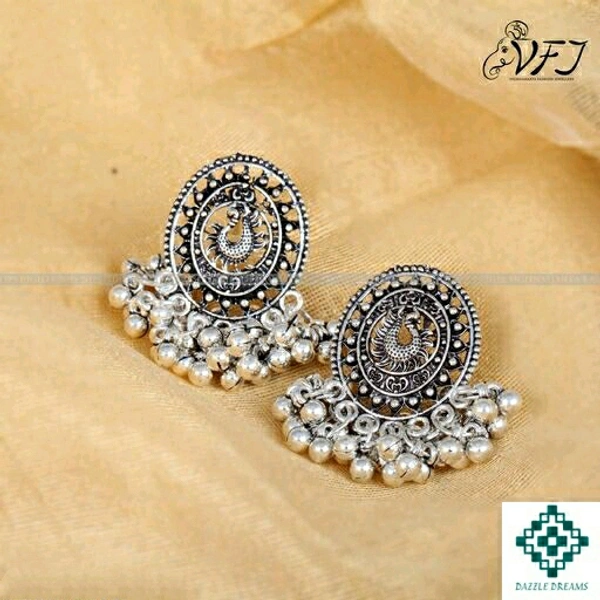 Oxidized Stud Ghungroo Earrings