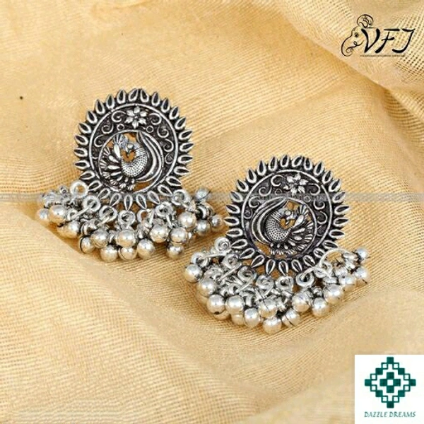 Oxidized Stud Ghungroo Earrings