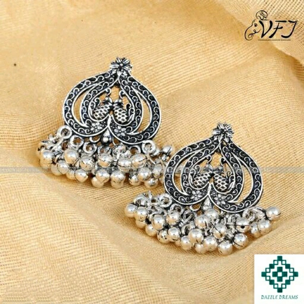 Oxidized Stud Ghungroo Earrings