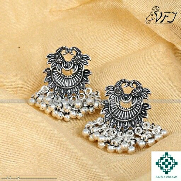 Oxidized Stud Ghungroo Earrings
