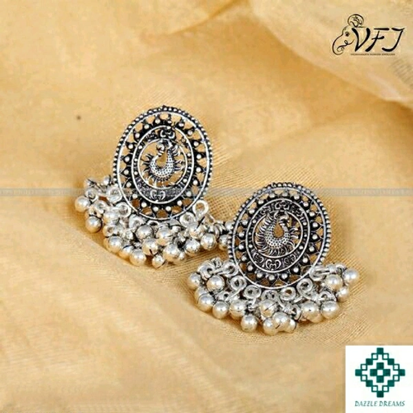 Oxidized Stud Ghungroo Earrings