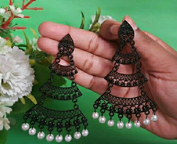 Black Polish Oxidized Earrings
