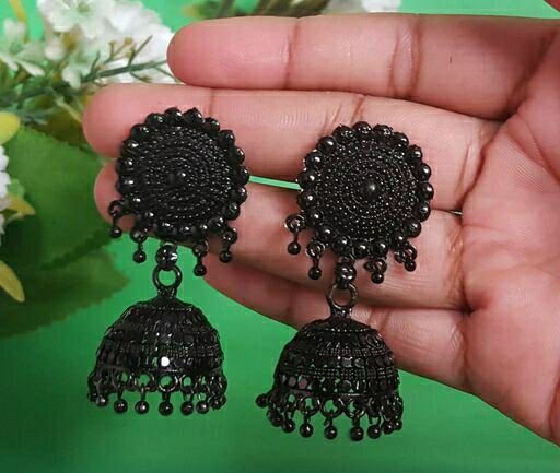 Black Metal Oxidized long Jhumka Earrings for women - The Unite Box