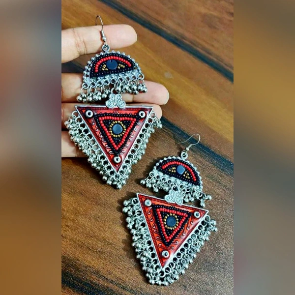 Oxidized Beads Ghunghru Earrings - Black