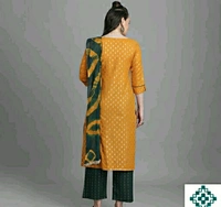 Rayon Kurta Set - Green and Yellow