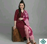 Rayon Kurta Set - Red