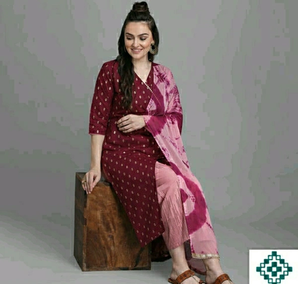 Rayon Kurta Set - Red