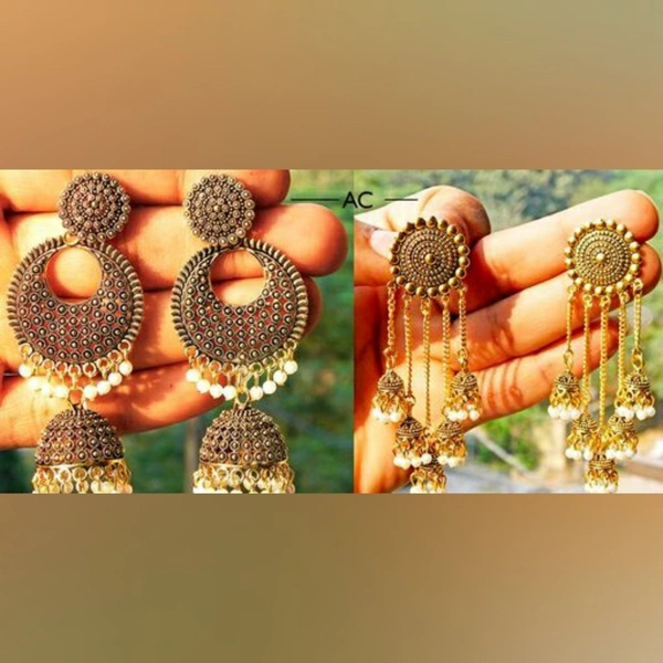 Golden Oxidized Earrings Combo
