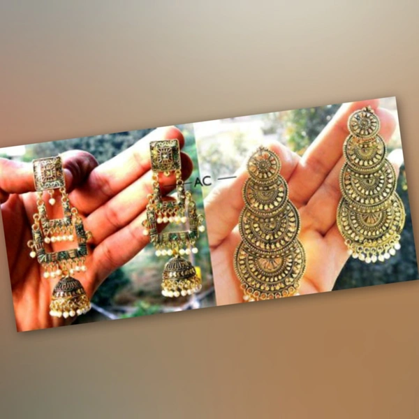 Golden Oxidized Earrings Combo