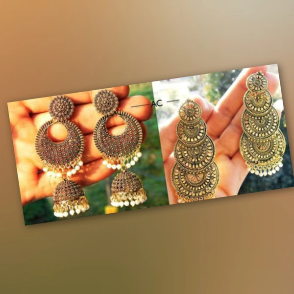 Golden Oxidized Earrings Combo