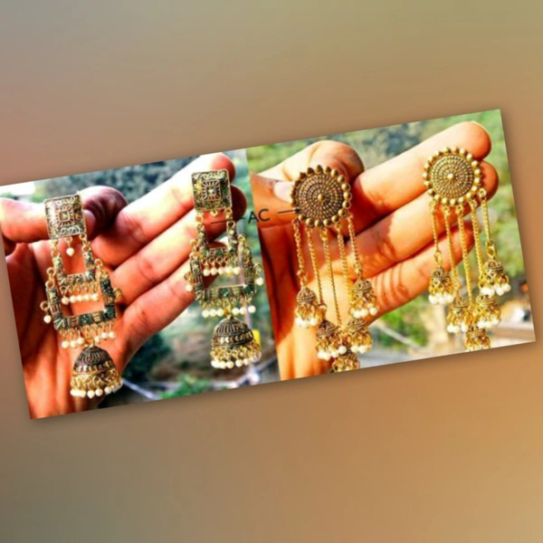 Golden Oxidized Earrings Combo