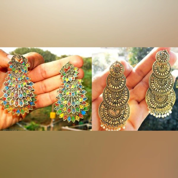 Golden Oxidized Earrings Combo