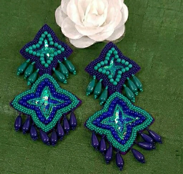 Beads Earrings - Blue