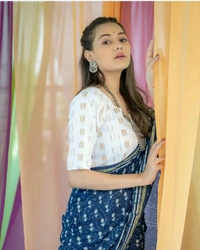 MULMUL COTTON SAREES - Blue