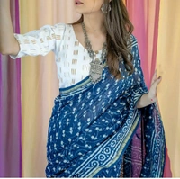 MULMUL COTTON SAREES - Blue