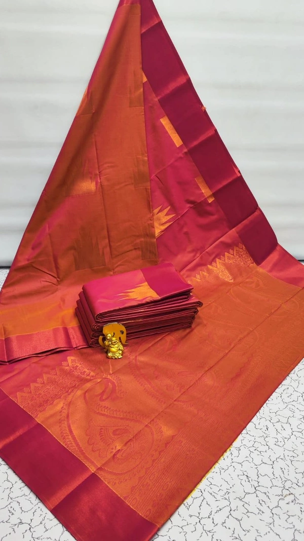 Soft Silk Saree - SK025 - Tangerine