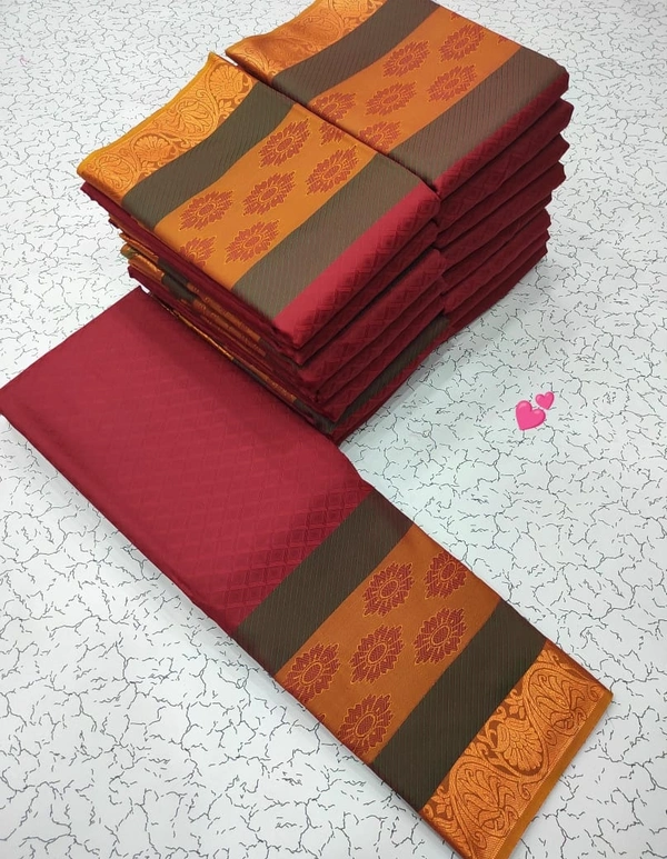 Soft Silk Embossed Saree - SK115