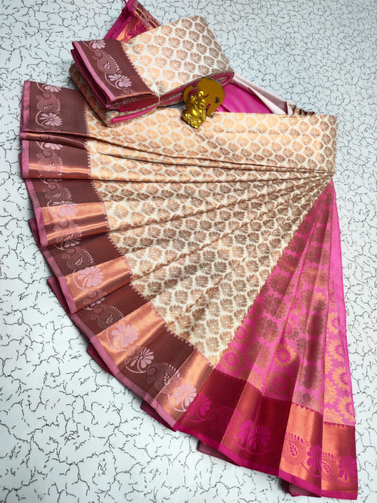 bridal fancy silk saree with heavy blouse (green,pink) in Hyderabad at best  price by Kanchi Designers - Wedding Sarees - Bridal Silk Sarees - Justdial