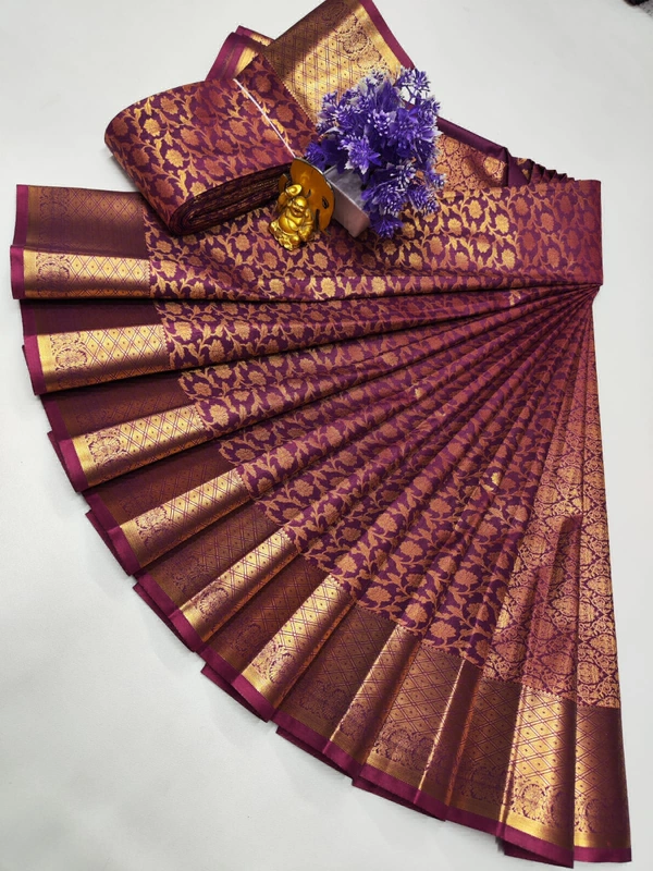 Bridal Wedding Silk Saree - SK342 - Ripe Plum