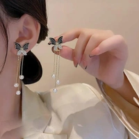 Korean Earring | Earring For Women | Western Earring | Earring For Girl - Free Size, Black, 1 pair