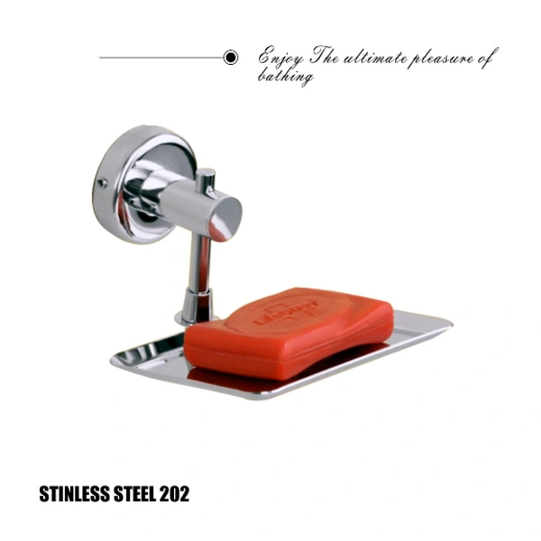 BA12 Stainless Steel Anti Rust single Dish-Bathroom Soap Holder, Medium (Silver Finish)