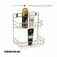BA23 Stainless Steel Double Layer Shelf with Towel Road,Multipurpose Bath Shelf Organizer,Kitchen Shelf/Towel self/Bathroom Shelf /bathroom stands and racks/Bathroom Accessories-Chrome Finish(Made in India)