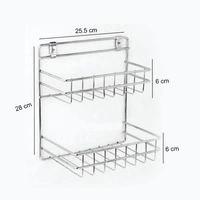 BA23 Stainless Steel Double Layer Shelf with Towel Road,Multipurpose Bath Shelf Organizer,Kitchen Shelf/Towel self/Bathroom Shelf /bathroom stands and racks/Bathroom Accessories-Chrome Finish(Made in India)