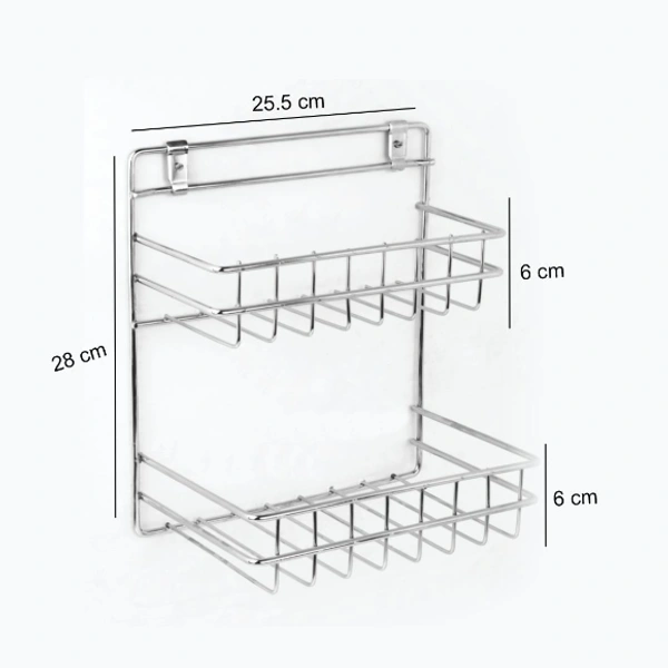 BA23 Stainless Steel Double Layer Shelf with Towel Road,Multipurpose Bath Shelf Organizer,Kitchen Shelf/Towel self/Bathroom Shelf /bathroom stands and racks/Bathroom Accessories-Chrome Finish(Made in India)