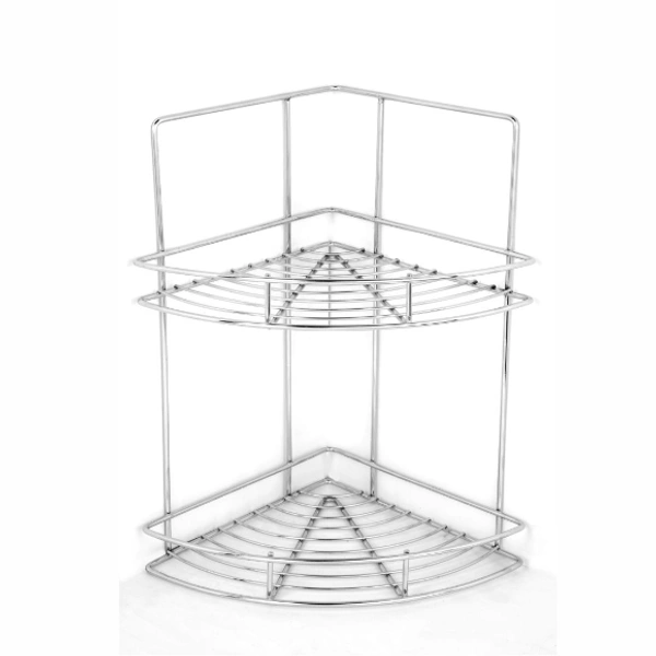 BA26 Stainless Steel Double Layer Shelf with Towel Road,Multipurpose Bath Shelf Organizer,Kitchen Shelf/Towel self/Bathroom Shelf /bathroom stands and racks/Bathroom Accessories-Chrome Finish(Made in India)