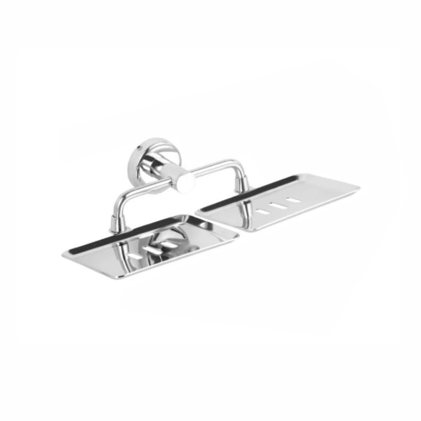 BA27 stainless Steel Anti Rust Double Dish-Bathroom Soap Holder, Medium (Silver Finish)